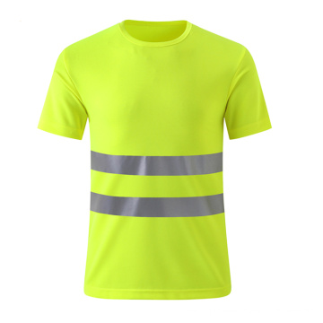 Camiseta de seguridad barata transpirable con dos tiras reflectantes